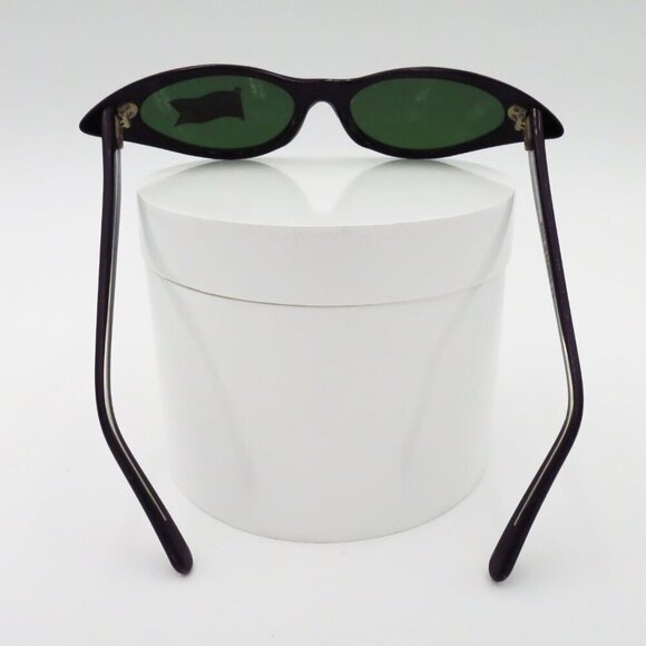 RARE 1950s Vintage Authentic French Sunglasses Winged Cat-Eye Shape Black New main image 10
